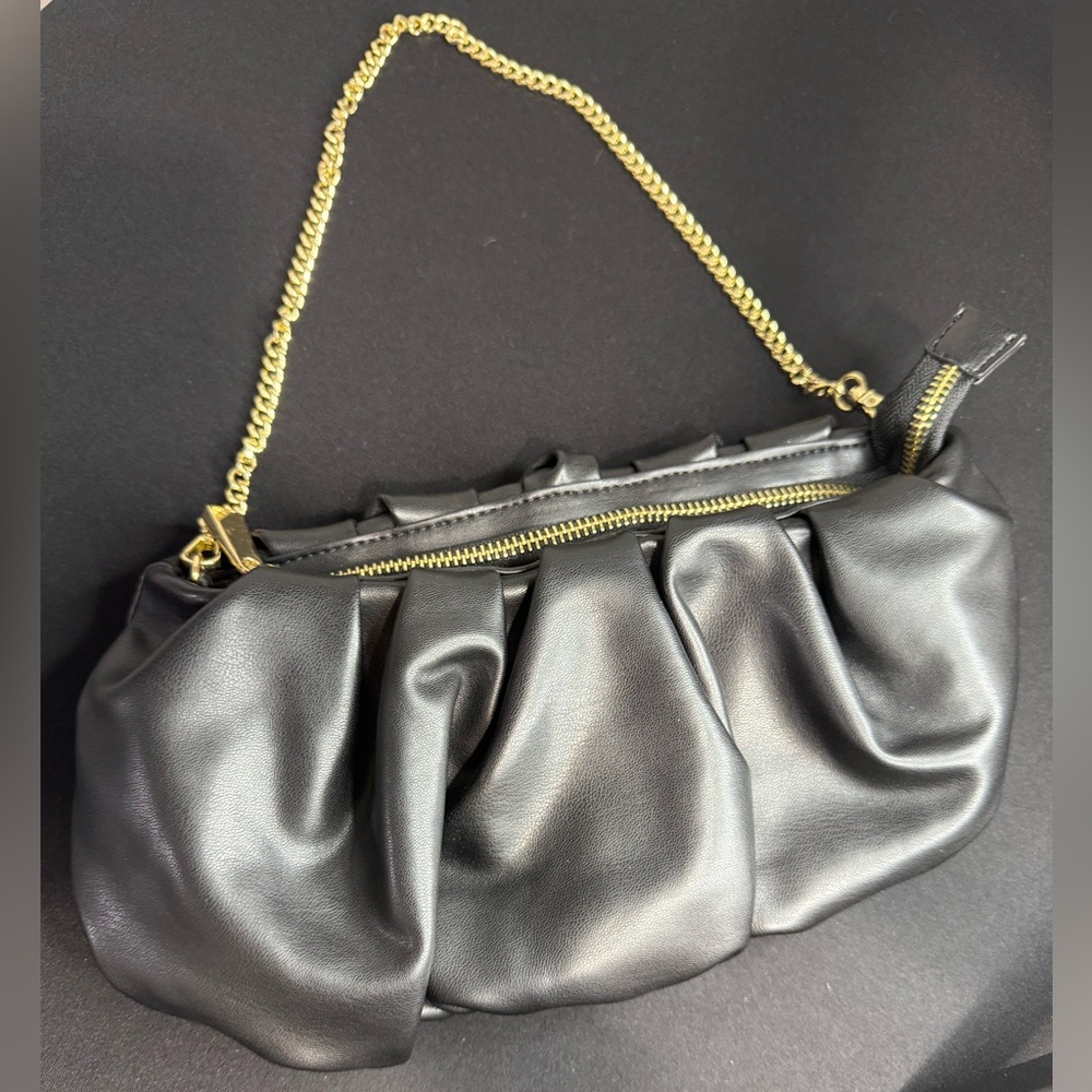 Black and Gold Clutch with Chain Strap